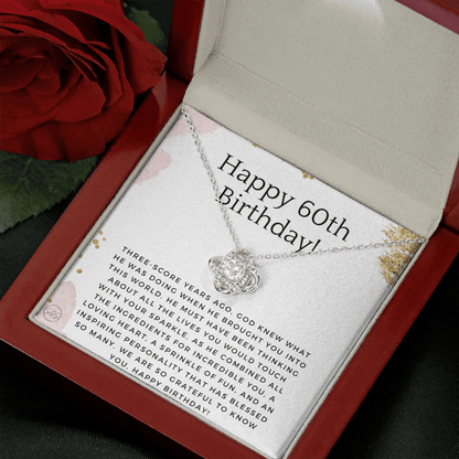 60th Birthday Gift for Women | Bday Present for Mom, Stepmom, Grandma, Friend, Employee, Funny and Heartfelt Card and Necklace 2801k