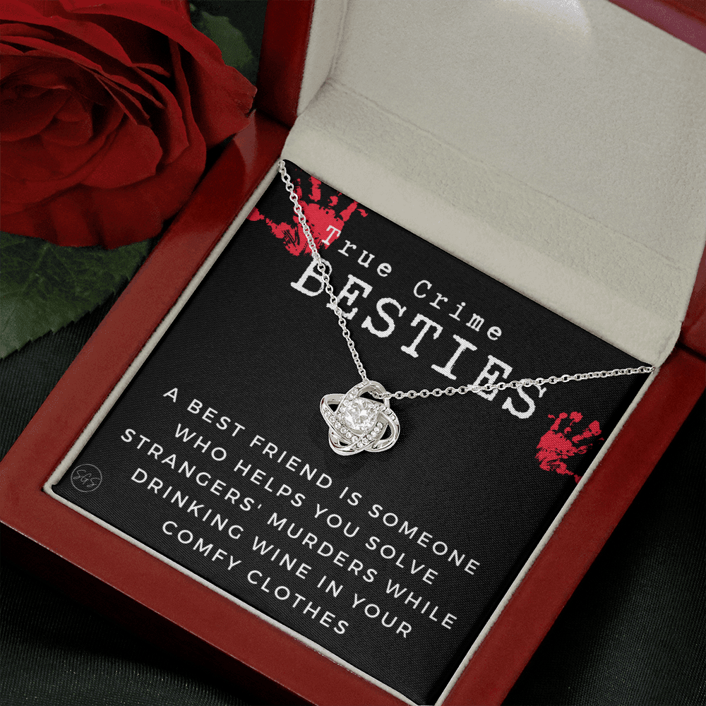 True Crime Best Friend Gift | Christmas Gift for Bestie, Funny Best Friend Necklace, True Crime & Wine, Podcast Junkie, Coffee Lover 1118-01K