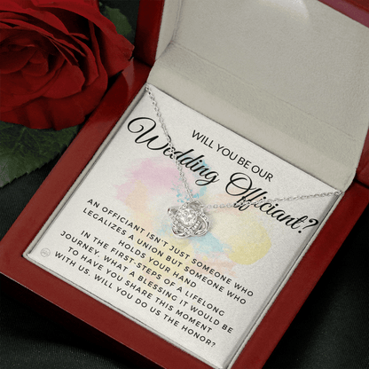 Wedding Officiant Proposal Gift | Will You Marry Us? Will You Be Our Officiant? For Friends, Best Friend Bestie Necklace Bridal Party 0131dK