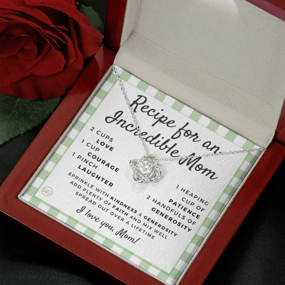 Gift for Mom | Mother's Day Necklace, Recipe for an Incredible Mother, Bonus Mom, Stepmom, From Daughter, From Son 0215eK