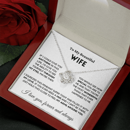Wife - Always Here - Necklace | Gift for Wife, Annviersary Gift, Valentine's Day Present, From Husband 04wc Necklace Love Knot