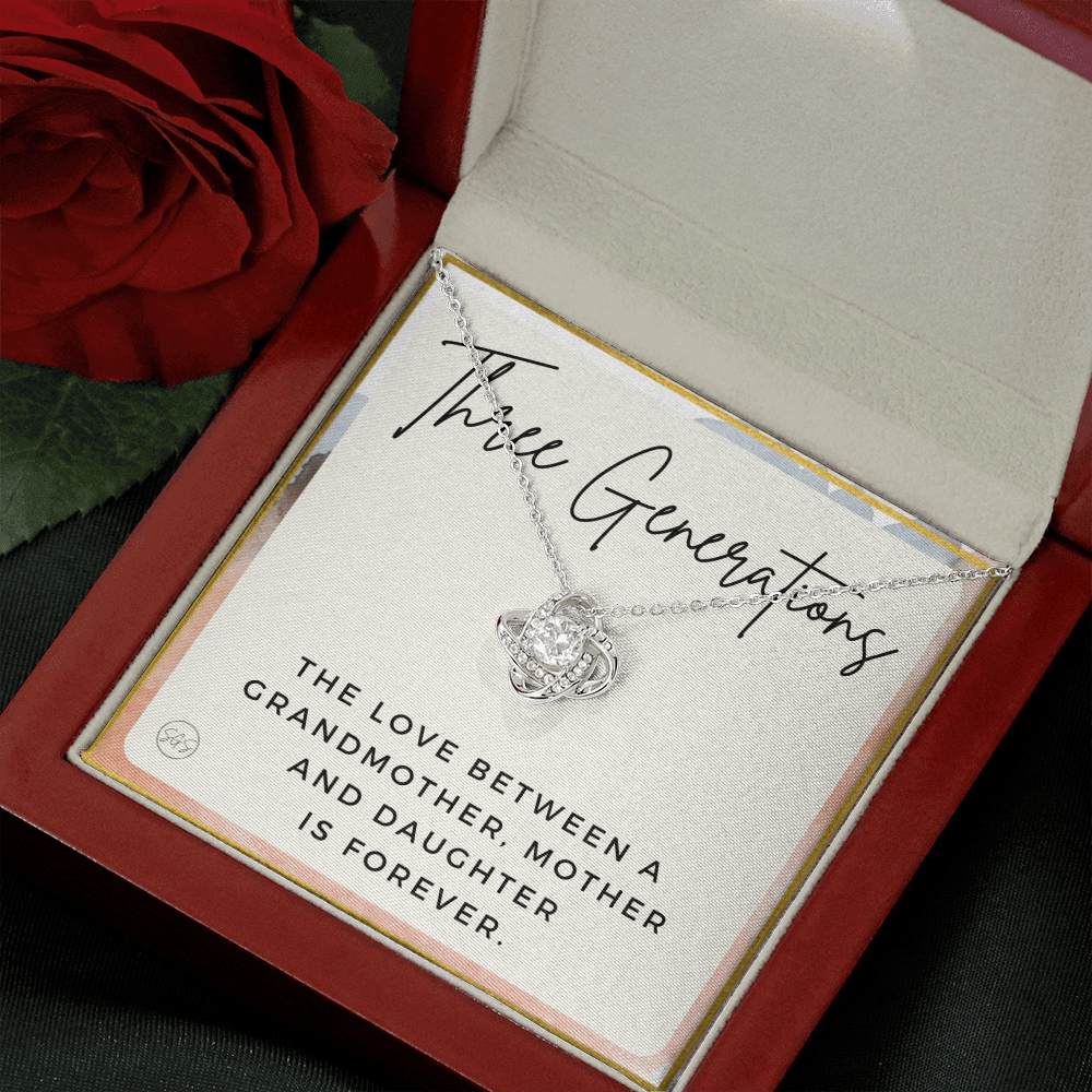 Three Generations Necklace | Grandmother, Mother and Daughter Bond, Mother's Day Gift For Grandma or Mom, Matching Love Knot 3b