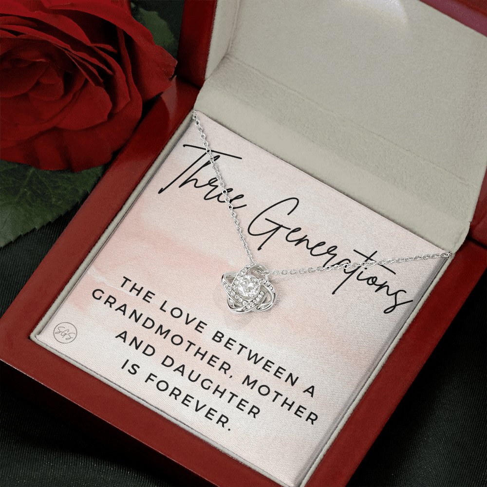 Three Generations Necklace | Grandmother, Mother and Daughter Bond, Mother's Day Gift For Grandma or Mom, Matching Love Knot 3a