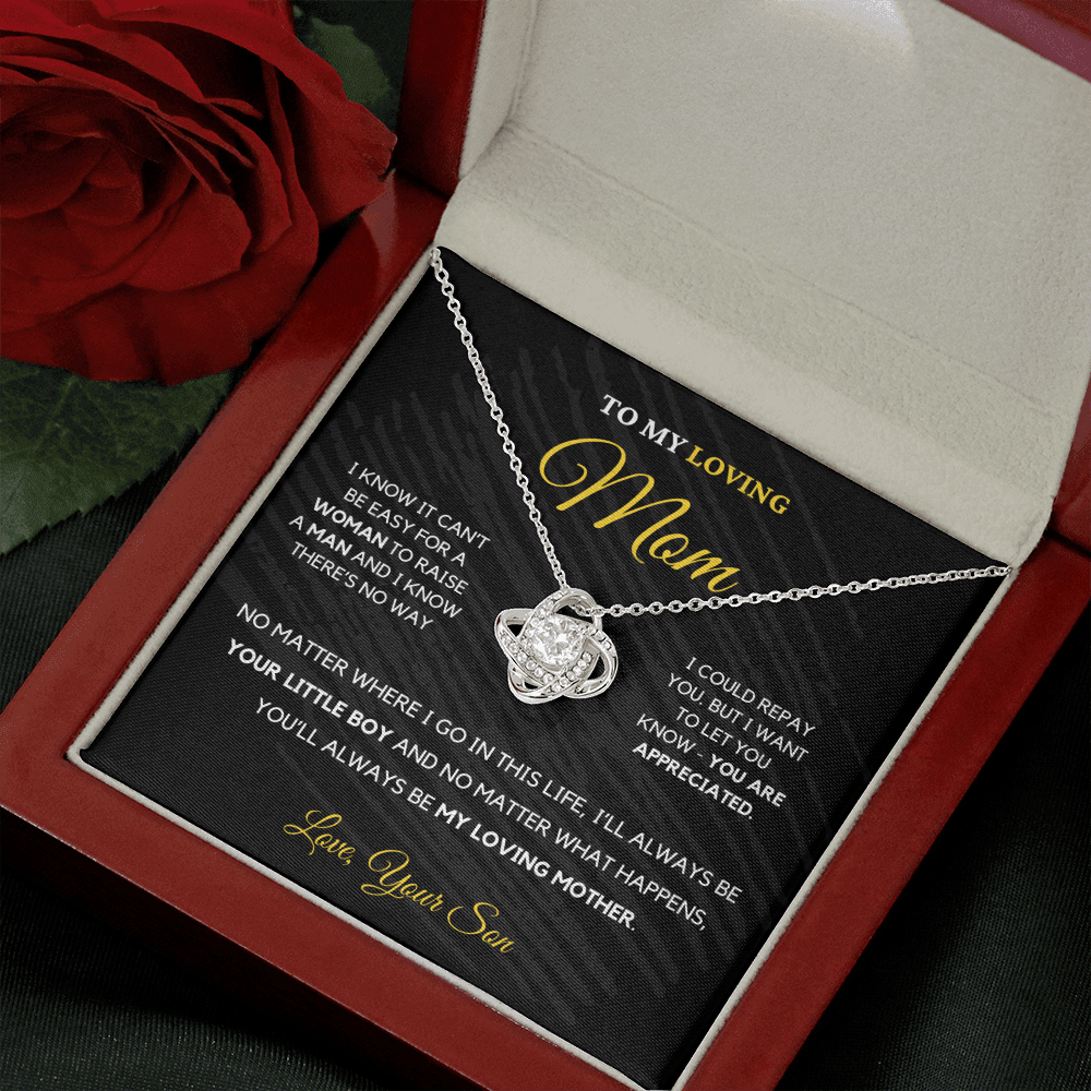 Gift For Mom from Son - I'll Always Be Your Little Boy - Love Knot Necklace | Gift for Mother's Day From Son, Mom Birthday Present M4