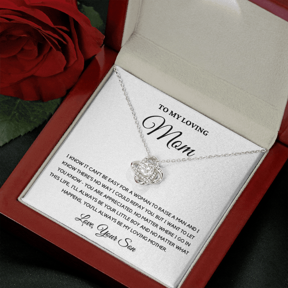 To My Loving Mom - Love Knot Necklace | Gift for Mother's Day From Son, I'll Always Be Your Little Boy, You'll Always Be My Loving Mother 4K