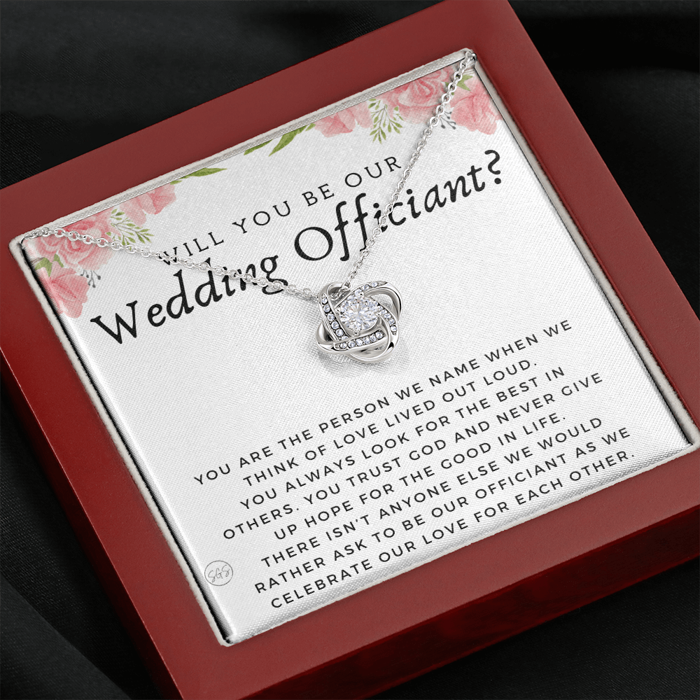Wedding Officiant Proposal Gift | Will You Marry Us? Will You Be Our Officiant? For Friends, Best Friend Bestie Necklace Bridal Party 0817fK2