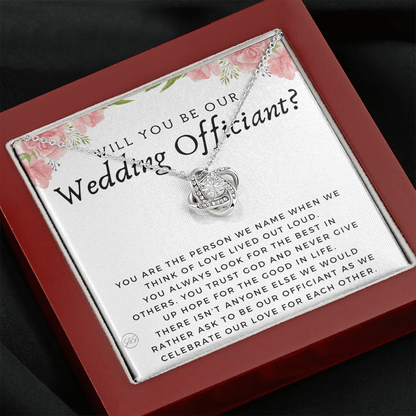 Wedding Officiant Proposal Gift | Will You Marry Us? Will You Be Our Officiant? For Friends, Best Friend Bestie Necklace Bridal Party 0817fK2