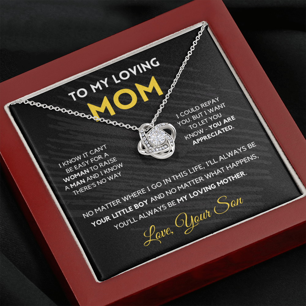 Gift For Mom from Son - I'll Always Be Your Little Boy - Love Knot Necklace | Gift for Mother's Day From Son, Mom Birthday Present M3