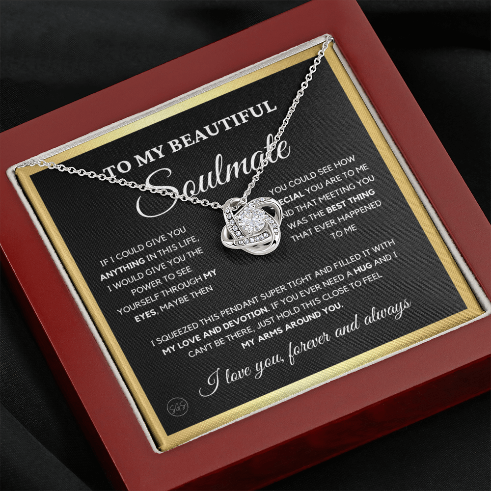 To My Beautiful Soulmate | Love Knot Necklace - Gift for Wife, Gift for Girlfriend, Gift for Fiance, Future Wife, Anniversary for Her 0503cK