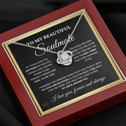 To My Beautiful Soulmate | Love Knot Necklace - Gift for Wife, Gift for Girlfriend, Gift for Fiance, Future Wife, Anniversary for Her 0503cK