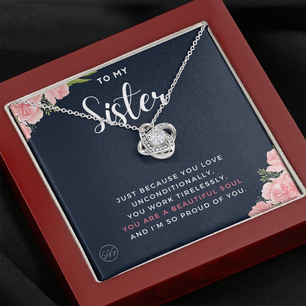sister proud of you 0707j Necklace Love Knot