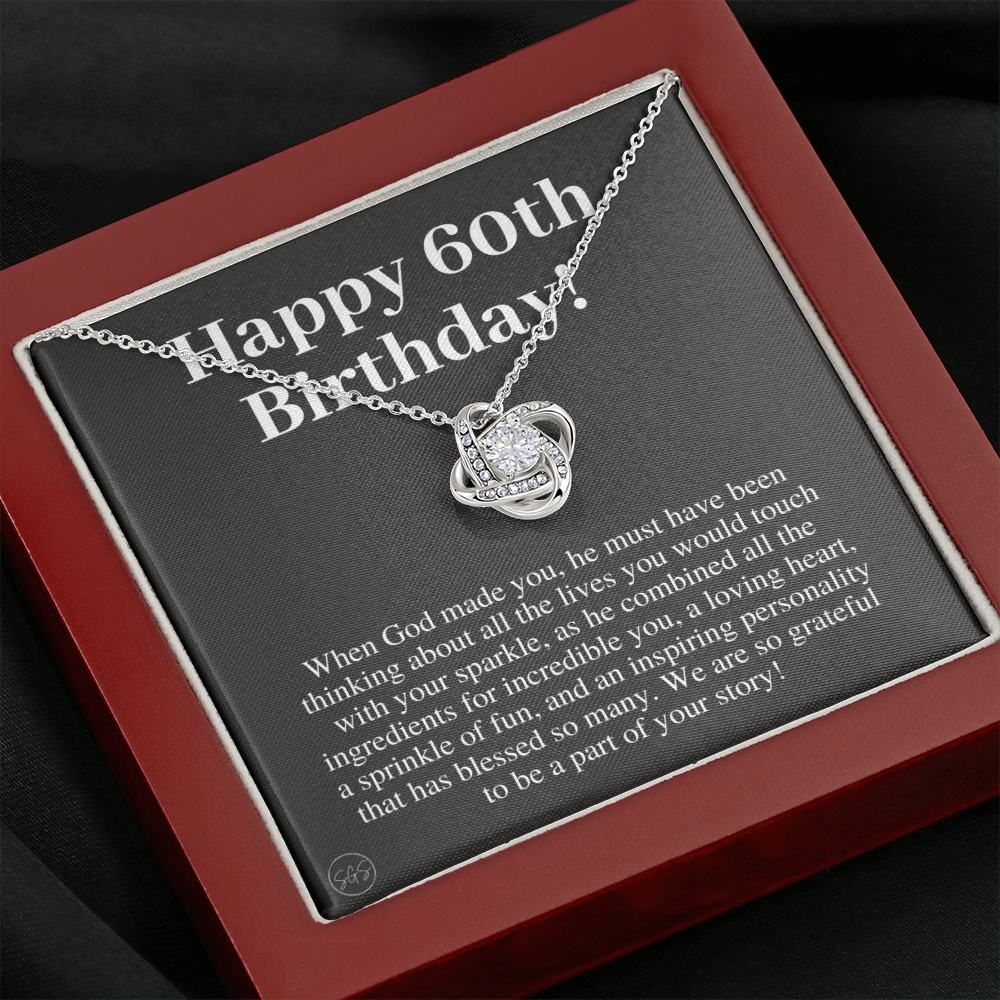 60th Birthday Gift for Women | Bday Present for Mom, Stepmom, Grandma, Friend, Employee, Funny and Heartfelt Card and Necklace 2802k