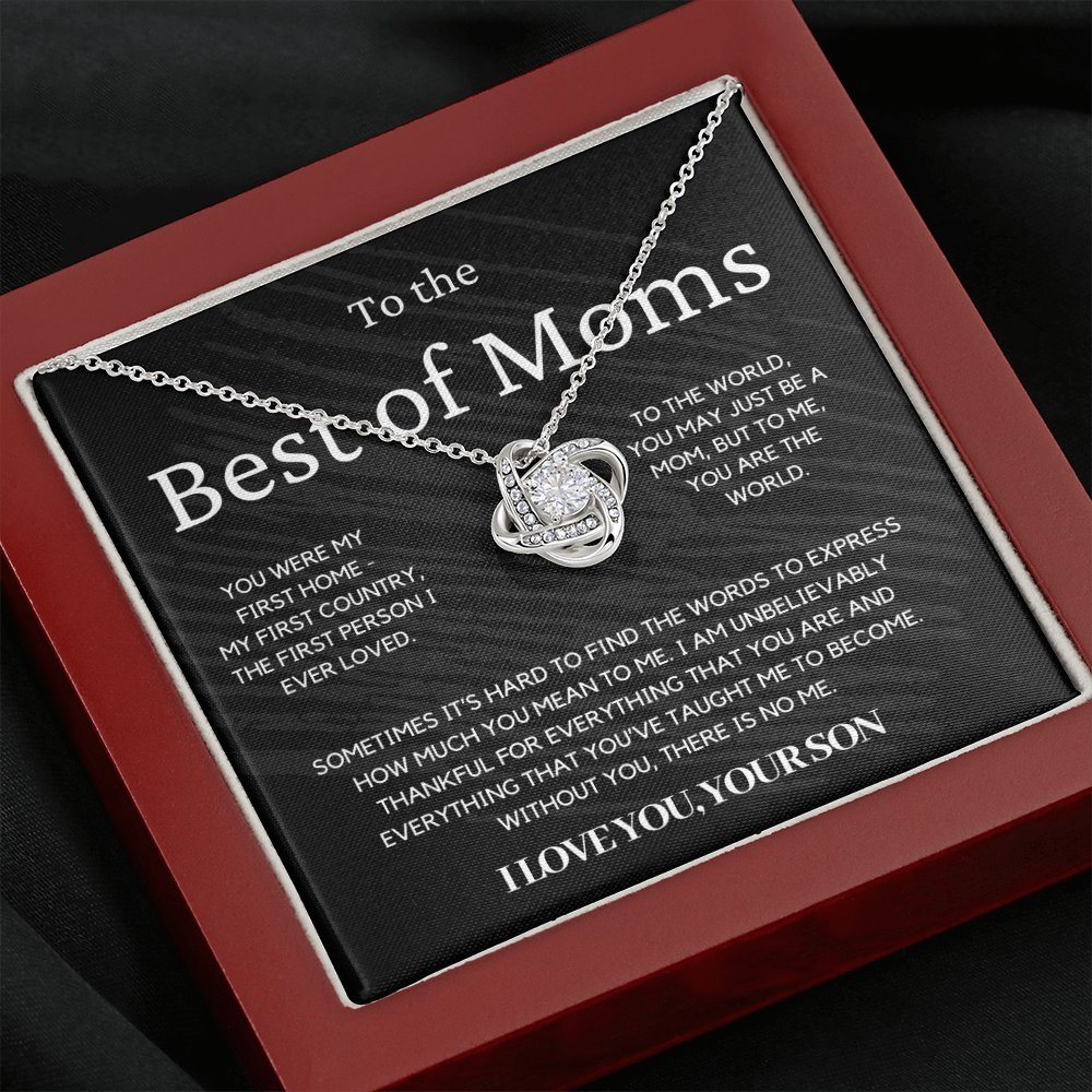 Gift for Mom from Son - You Were My First Home - Love Knot Necklace