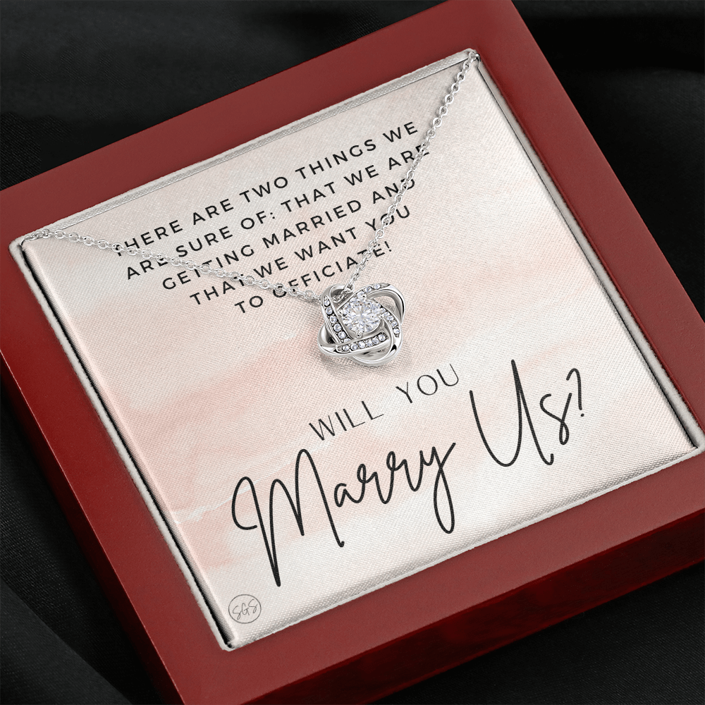 Wedding Officiant Proposal Gift | Will You Marry Us? Will You Be Our Officiant? For Friends, Best Friend Bestie Necklace Bridal Party 0817heartsd2