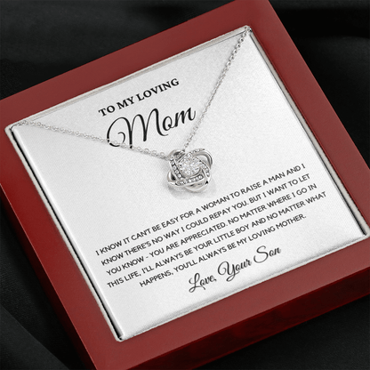 Gift For Mom from Son - I'll Always Be Your Little Boy - Love Knot Necklace | Gift for Mother's Day From Son, Mom Birthday Present M6
