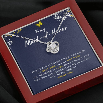 MaidofHonorBestSideandHotMess Necklace Love Knot