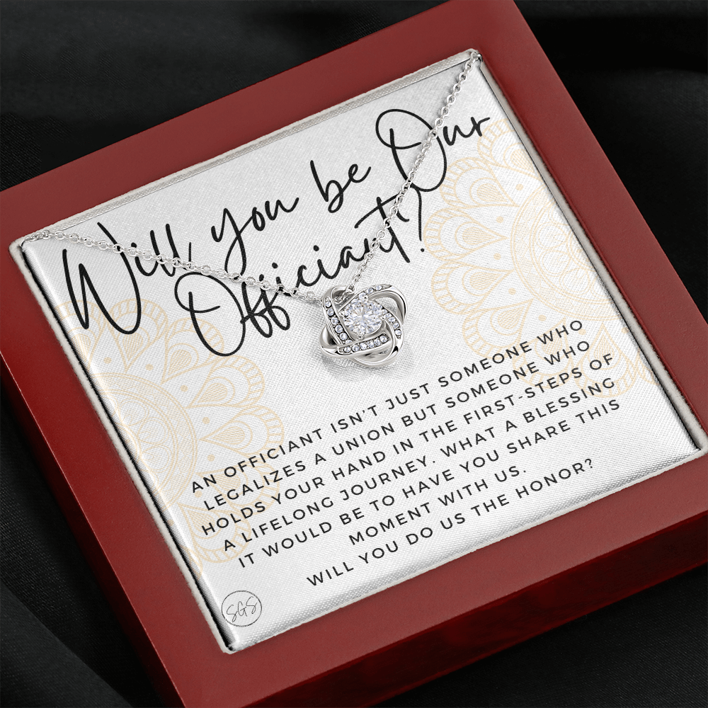 Wedding Officiant Proposal Gift | Will You Marry Us? Will You Be Our Officiant? For Friends, Best Friend Bestie Necklace Bridal Party 0817aK2