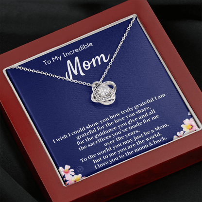 Gift for Mom | Mother's Day Gift, To My Loving Mom From Daughter, From Son, Love You to the Moon and Back, Love Knot Necklace 0422cK