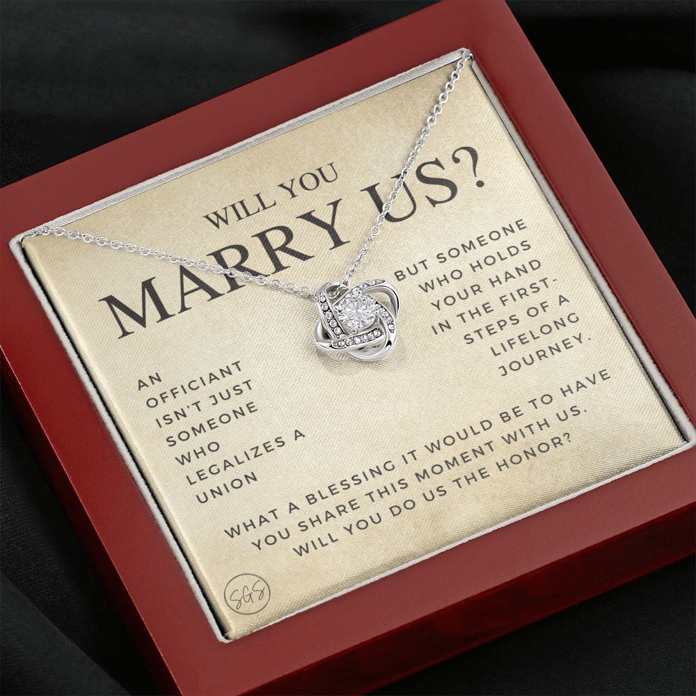 Wedding Officiant Proposal Gift | Will You Marry Us? Will You Be Our Officiant? For Friends, Best Friend Bestie Necklace Bridal Party 0131gK
