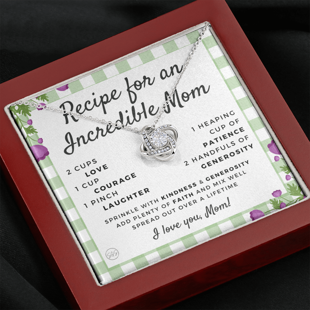 Gift for Mom | Mother's Day Necklace, Recipe for an Incredible Mother, Bonus Mom, Stepmom, From Daughter, From Son 0215fK