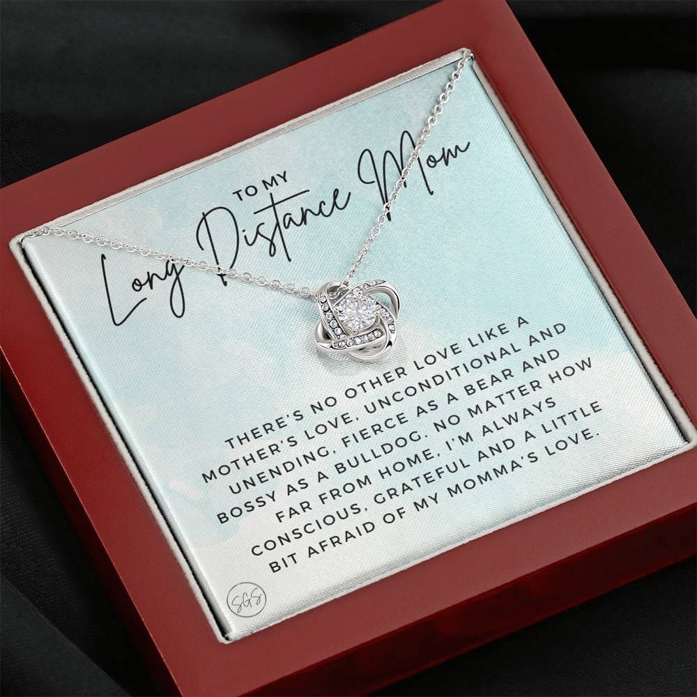 0921f Long Distance Mom Necklace Love Knot
