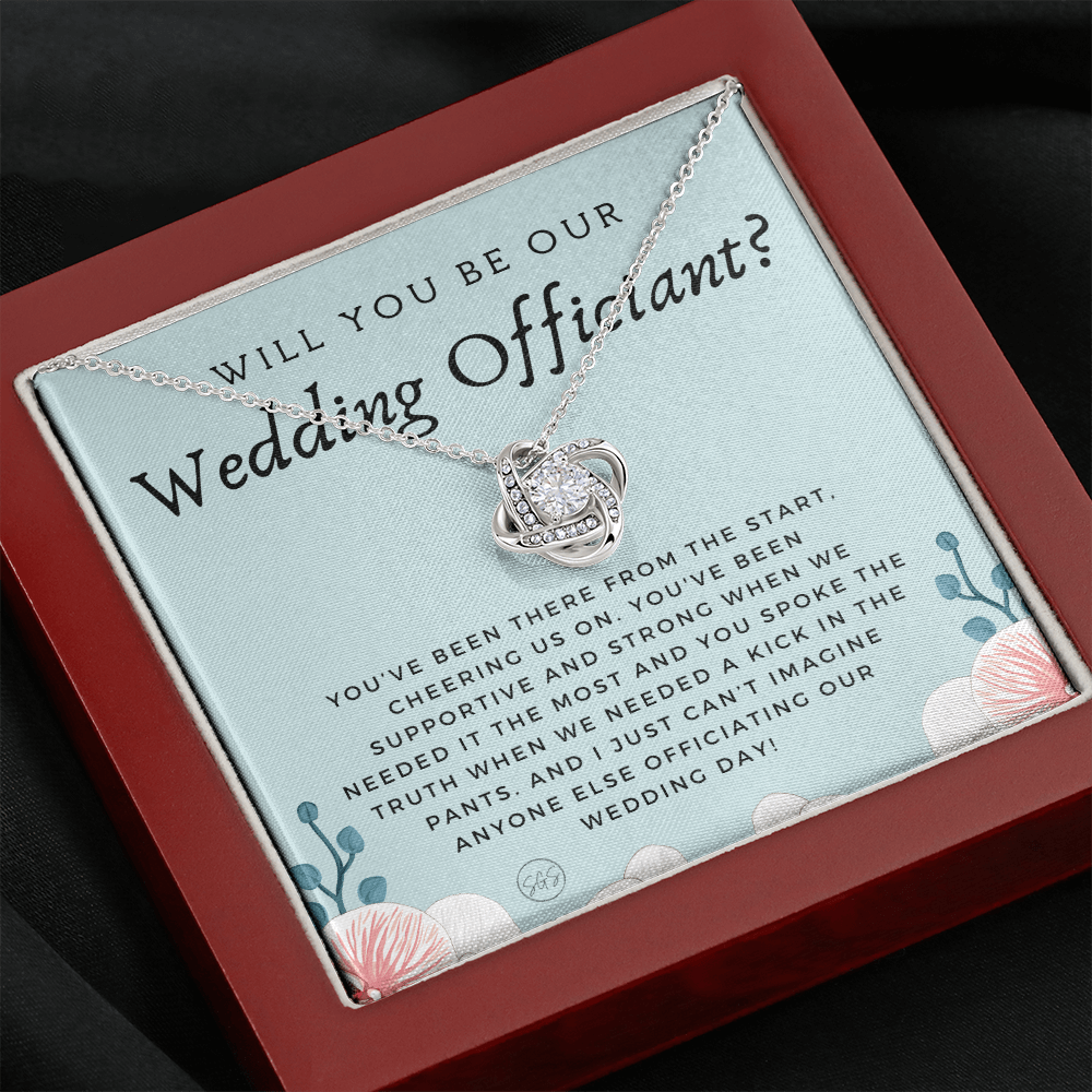 Wedding Officiant Proposal Gift | Will You Marry Us? Will You Be Our Officiant? For Friends, Best Friend Bestie Necklace Bridal Party 0817eK2