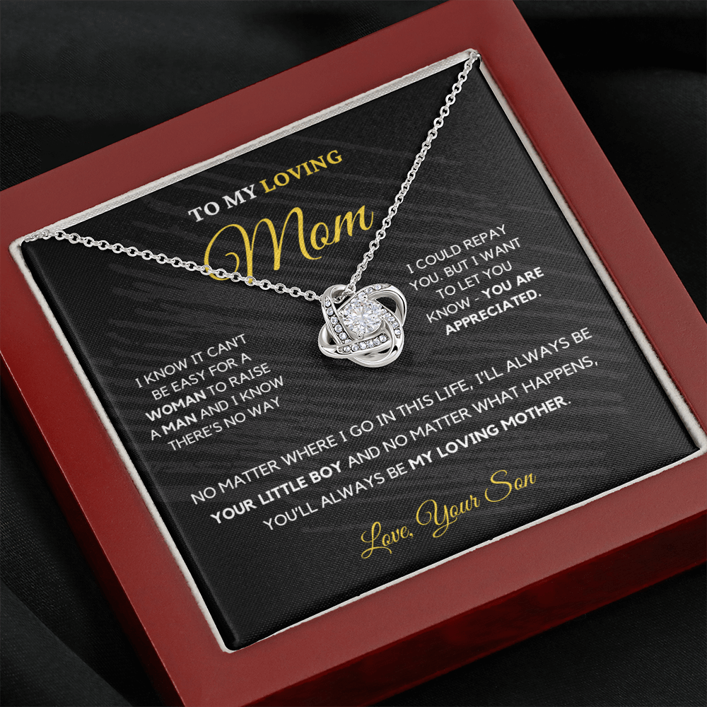 Gift For Mom from Son - I'll Always Be Your Little Boy - Love Knot Necklace | Gift for Mother's Day From Son, Mom Birthday Present M4