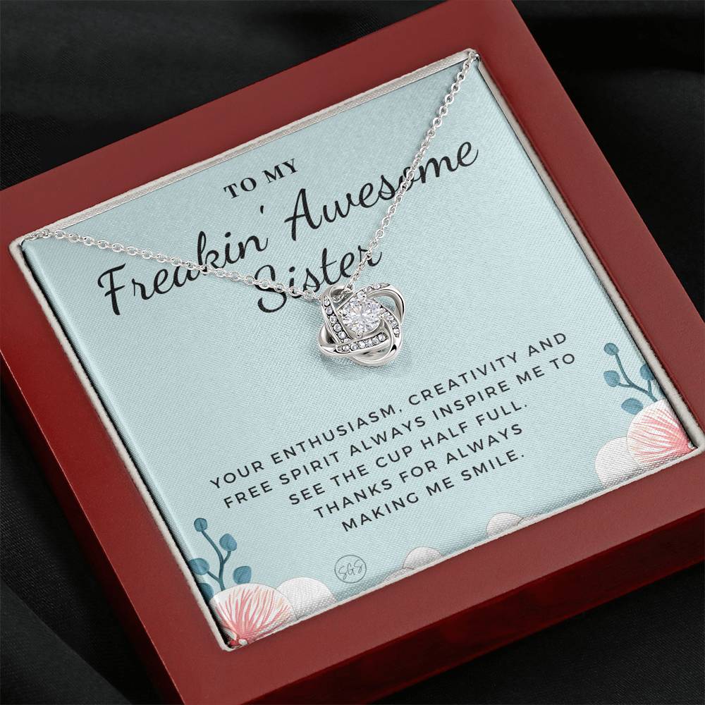 Freakin Awesome Sister 0706i Necklace Love Knot