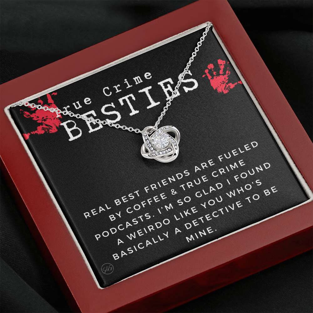 True Crime Best Friend Gift | Christmas Gift for Bestie, Funny Best Friend Necklace, True Crime & Wine, Podcast Junkie, Coffee Lover 1118-05K