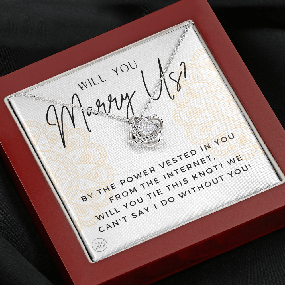 Wedding Officiant Proposal Gift | Will You Marry Us? Will You Be Our Officiant? For Friends, Best Friend Bestie Necklace Bridal Party 0817hK2