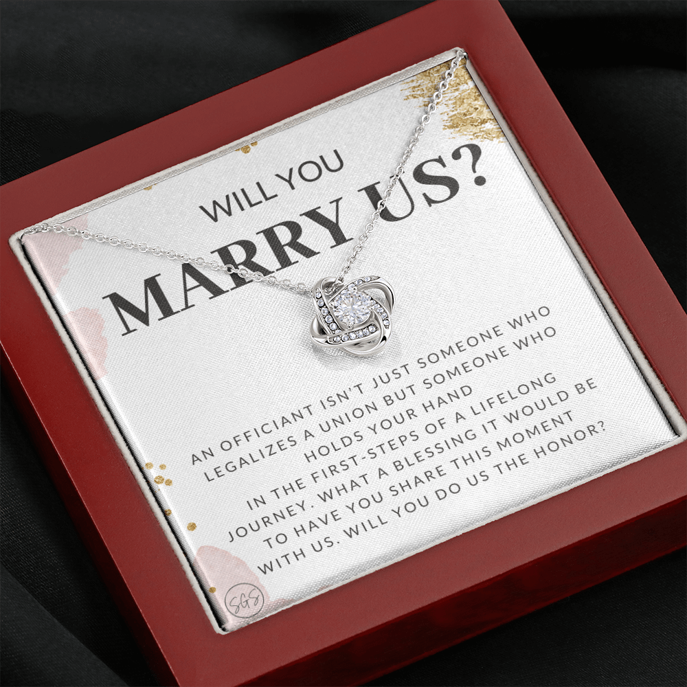 Wedding Officiant Proposal Gift | Will You Marry Us? Will You Be Our Officiant? For Friends, Best Friend Bestie Necklace Bridal Party 0131iK