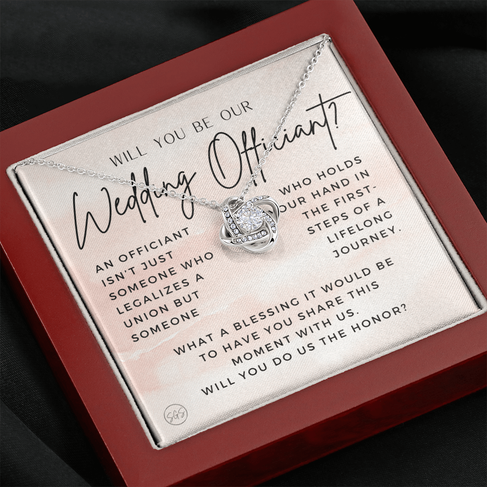 Wedding Officiant Proposal Gift | Will You Marry Us? Will You Be Our Officiant? For Friends, Best Friend Bestie Necklace Bridal Party 0131eK