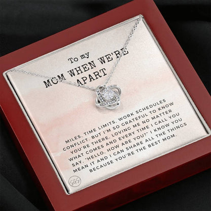 0921c Long Distance Mom Necklace Love Knot