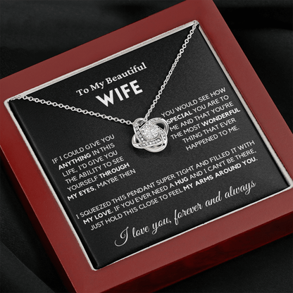 Wife - Always Here - Necklace | Gift for Wife, Annviersary Gift, Valentine's Day Present, From Husband 04wb Necklace Love Knot