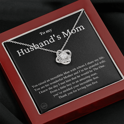 Husband's Mom - Lovely Mother - Necklace | Mother in Law Gift, Mother's Day Gift, From Daughter-in-Law, Mother of the Groom Love Knot 0418bK