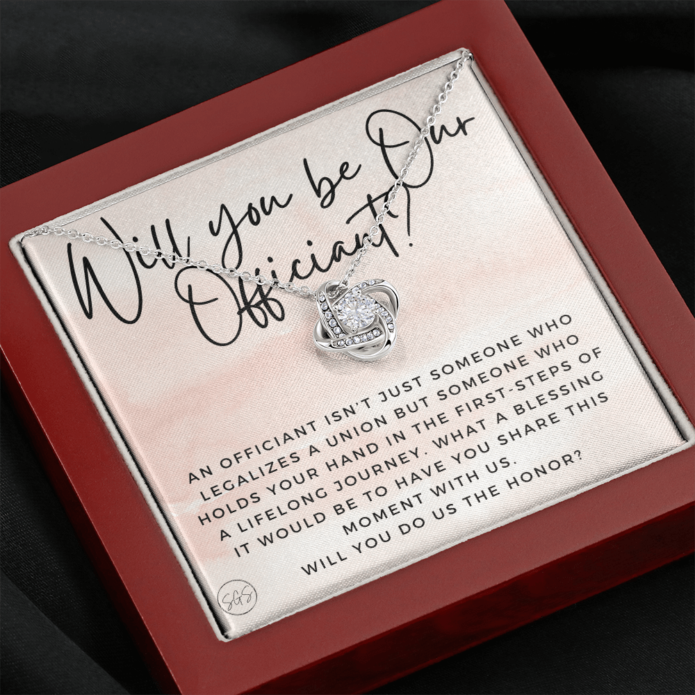 Wedding Officiant Proposal Gift | Will You Marry Us? Will You Be Our Officiant? For Friends, Best Friend Bestie Necklace Bridal Party 0817bK2