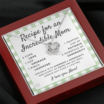 Gift for Mom | Mother's Day Necklace, Recipe for an Incredible Mother, Bonus Mom, Stepmom, From Daughter, From Son 0215eK