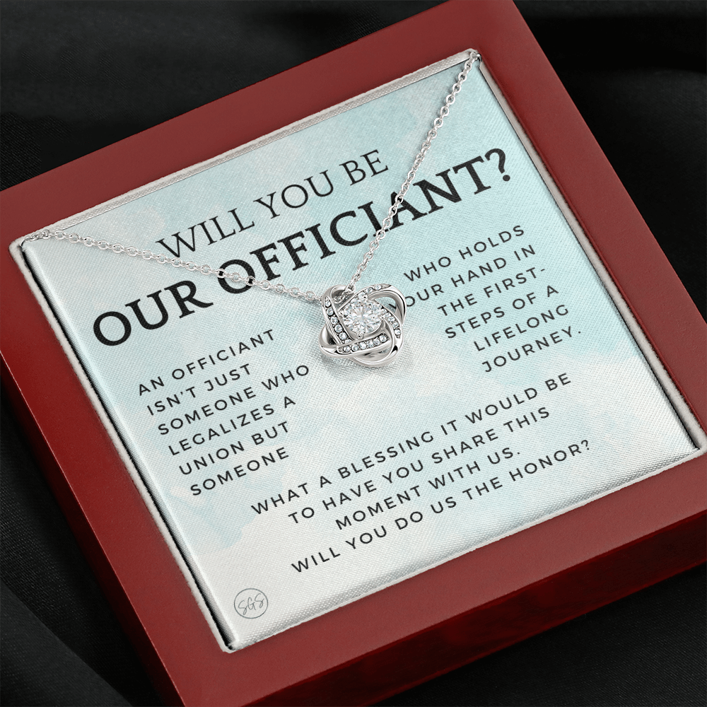 Wedding Officiant Proposal Gift | Will You Marry Us? Will You Be Our Officiant? For Friends, Best Friend Bestie Necklace Bridal Party 0131cK
