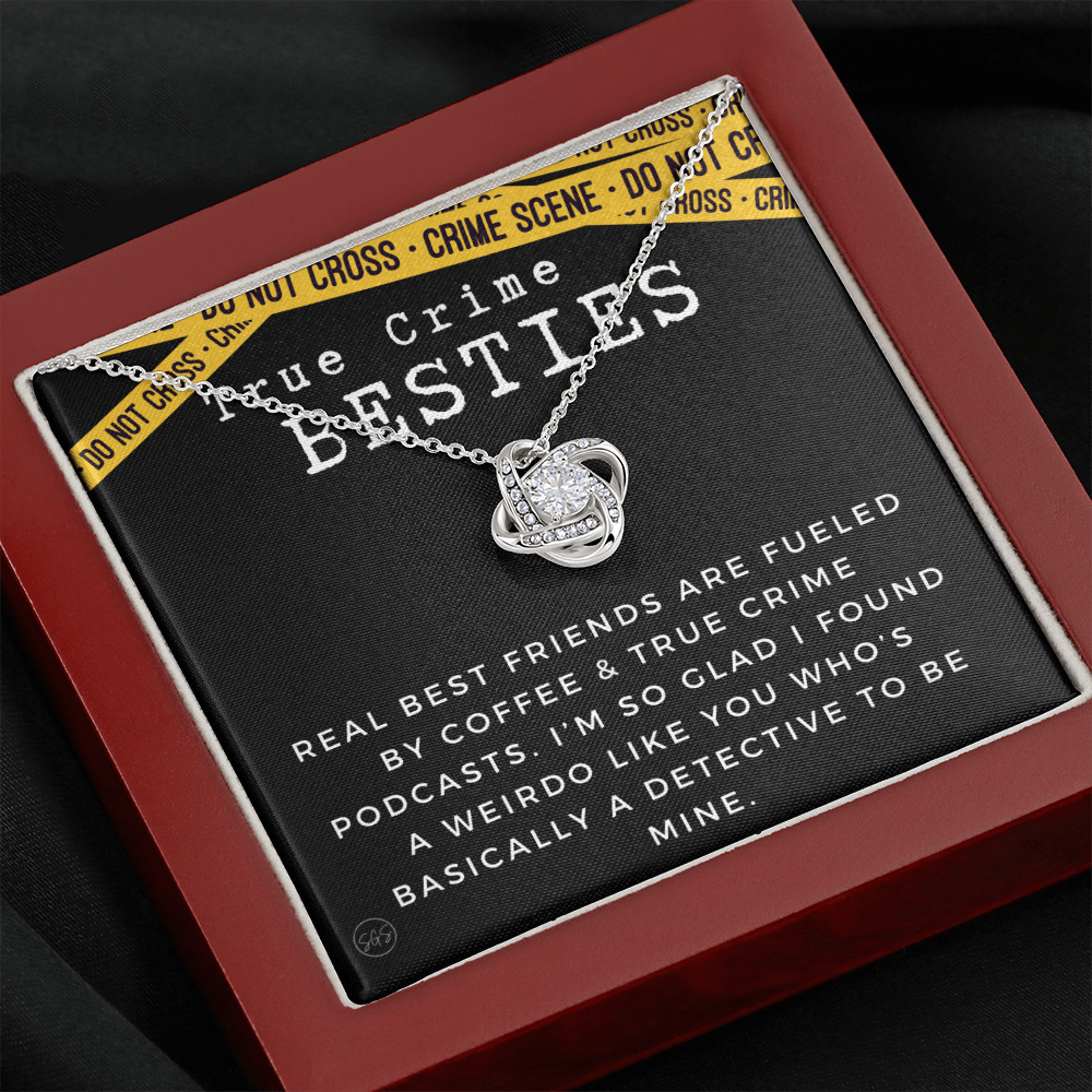 True Crime Best Friend Gift | Christmas Gift for Bestie, Funny Best Friend Necklace, True Crime & Wine, Podcast Junkie, Coffee Lover 1118-07K