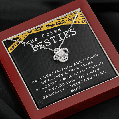 True Crime Best Friend Gift | Christmas Gift for Bestie, Funny Best Friend Necklace, True Crime & Wine, Podcast Junkie, Coffee Lover 1118-07K