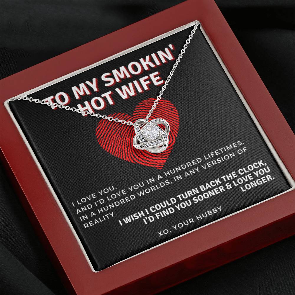 To My Smokin' Hot Wife Thumb Print | From Husband, Gift, 14K White Gold, Necklace, Pendant, Romantic, Anniversary, Birthday, Just Because, I love you