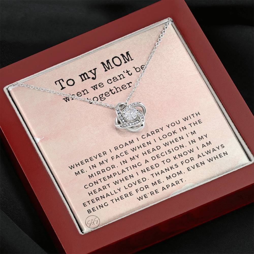 0921d Long Distance Mom Necklace Love Knot