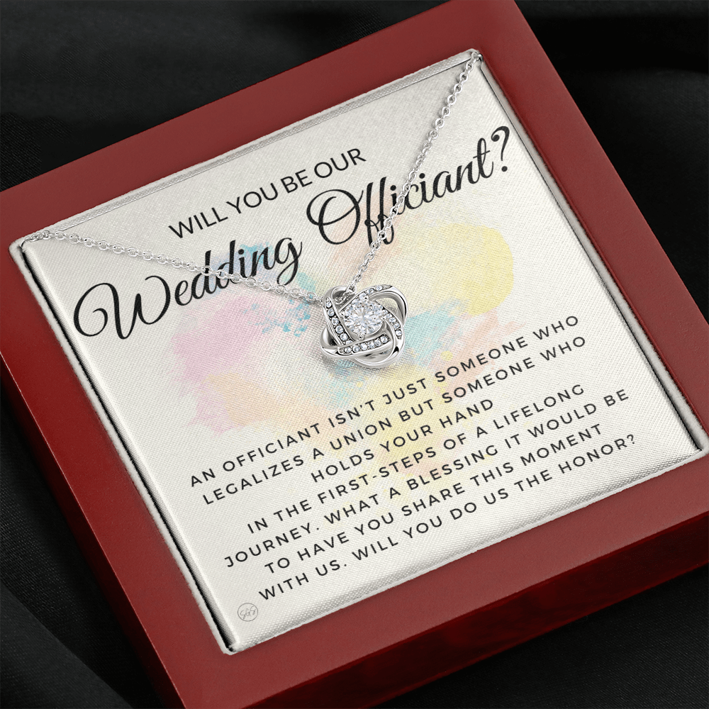 Wedding Officiant Proposal Gift | Will You Marry Us? Will You Be Our Officiant? For Friends, Best Friend Bestie Necklace Bridal Party 0131dK
