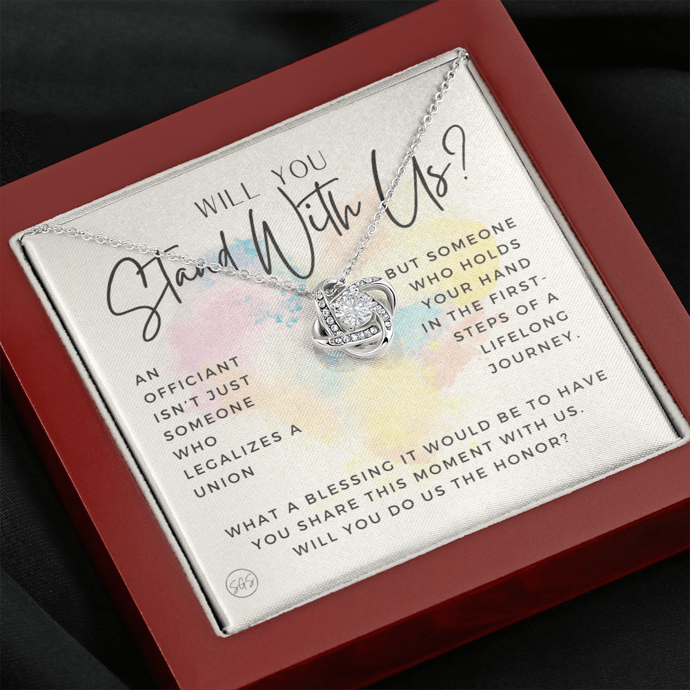 Wedding Officiant Proposal Gift | Will You Marry Us? Will You Be Our Officiant? For Friends, Best Friend Bestie Necklace Bridal Party 0131jK
