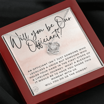 Wedding Officiant Proposal Gift | Will You Marry Us? Will You Be Our Officiant? For Friends, Best Friend Bestie Necklace Bridal Party 0131aK