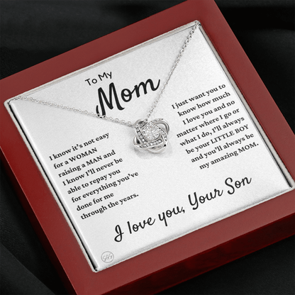 Mom - Loved Mother - Necklace | Gift for Mother From Son, Mother's Day Necklace, I'll Always Be Your Little Boy, I Love You Mom