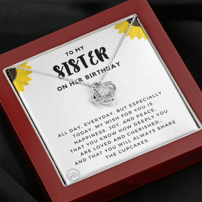 0625D Sister on Her Birthday Necklace Love Knot