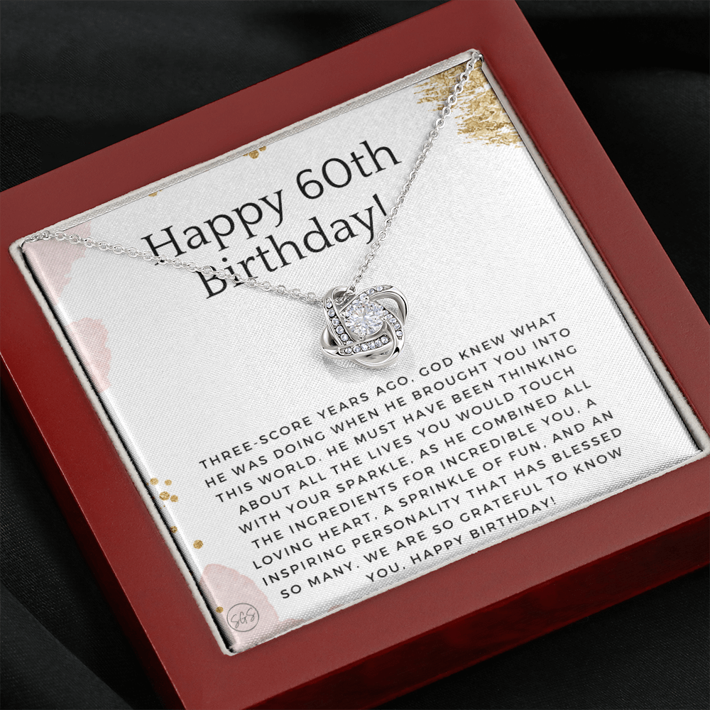 60th Birthday Gift for Women | Bday Present for Mom, Stepmom, Grandma, Friend, Employee, Funny and Heartfelt Card and Necklace 2801k