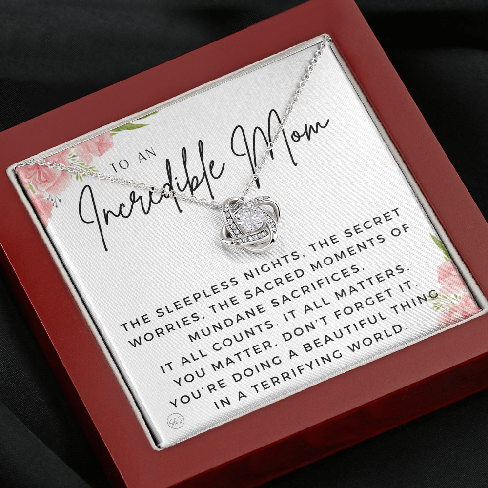 Gift for Mom | For An Incredible Mom, Mother's Day Necklace, From Daughter, Gift for New Mom, Pregnant Sister Gift, Christmas Gift  1112aadKA