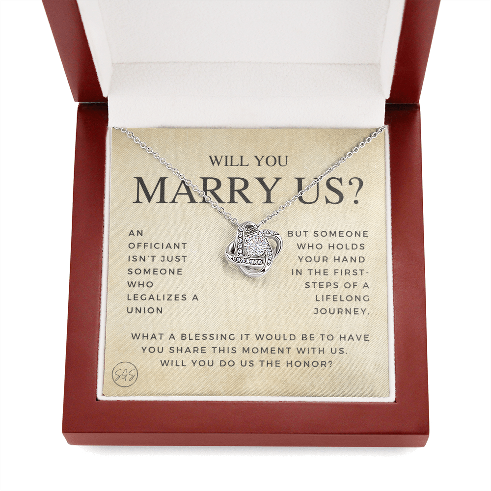 Wedding Officiant Proposal Gift | Will You Marry Us? Will You Be Our Officiant? For Friends, Best Friend Bestie Necklace Bridal Party 0131gK